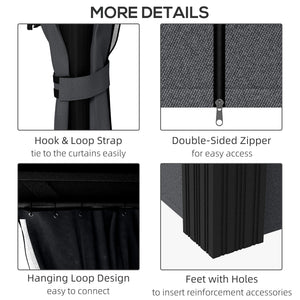 3 x 3.7m Outdoor Hardtop Gazebo Canopy Aluminium Frame with 2-Tier Roof & Mesh Netting Sidewalls for Patio, Dark Grey