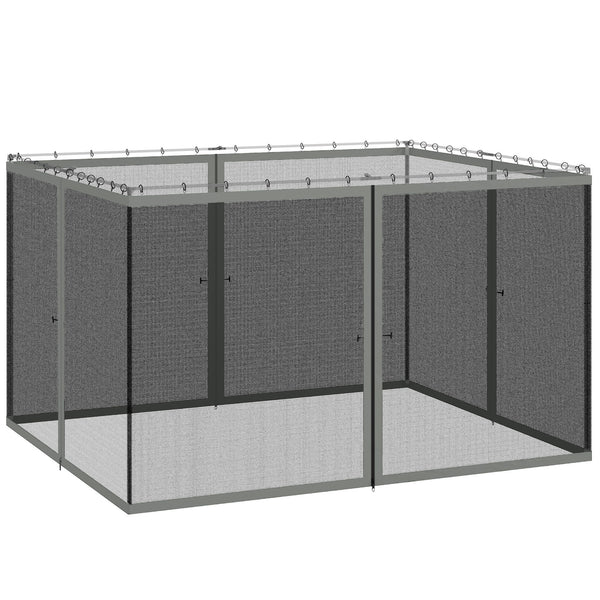 Replacement Mosquito Netting for Gazebo 10' x 12' Black Screen Walls for Canopy with Zippers for Parties and Outdoor Activities, Dark Grey