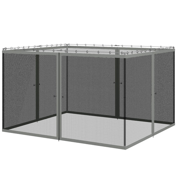 Replacement Mosquito Netting for Gazebo 10' x 12' Black Screen Walls for Canopy with Zippers for Parties and Outdoor Activities, Dark Grey