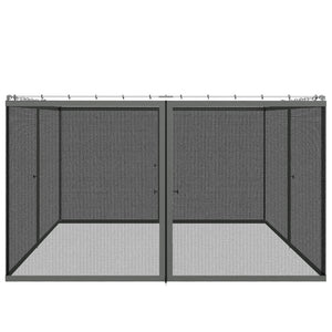 Replacement Mosquito Netting for Gazebo 10' x 12' Black Screen Walls for Canopy with Zippers for Parties and Outdoor Activities, Dark Grey