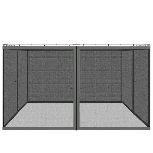 Replacement Mosquito Netting for Gazebo 10' x 12' Black Screen Walls for Canopy with Zippers for Parties and Outdoor Activities, Dark Grey