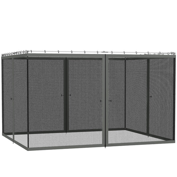 Replacement Mosquito Netting for Gazebo 10' x 12' Black Screen Walls for Canopy with Zippers for Parties and Outdoor Activities, Dark Grey