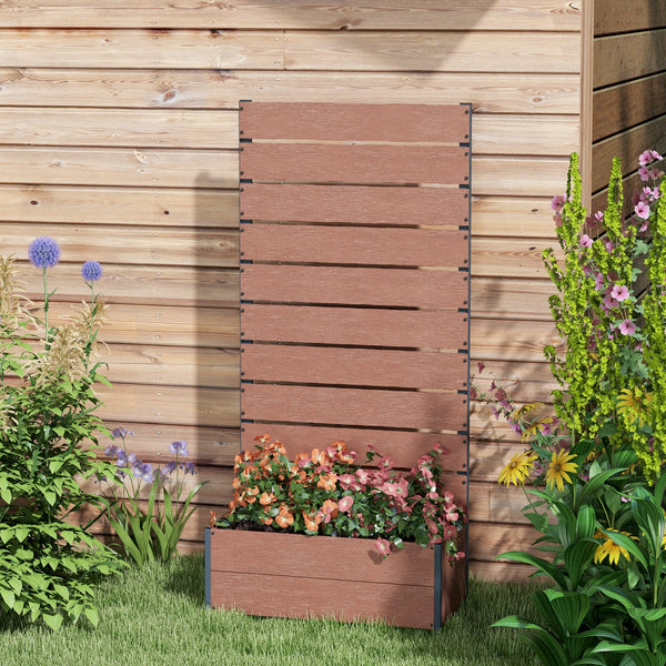 Garden Planter with Trellis for Climbing Plants, Vines, Flowers, Freestanding Raised Bed for Garden, Outdoor, Patio, Planter Box with Drainage Gap, 72x38x150cm, Light Brown