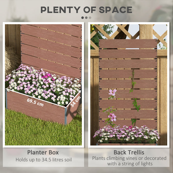 Garden Planter with Trellis for Climbing Plants, Vines, Flowers, Freestanding Raised Bed for Garden, Outdoor, Patio, Planter Box with Drainage Gap, 72x38x150cm, Light Brown
