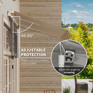 Outsunny 10' x 8' Retractable Awning, Patio Awnings, Sunshade Shelter w/ Manual Crank Handle, UV & Water-Resistant Fabric and Aluminum Frame for Deck, Balcony, Yard, Beige