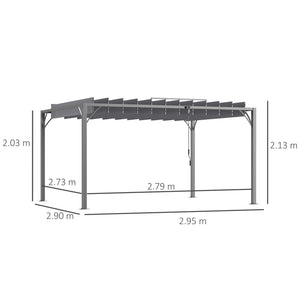 4 x 3(m) Outdoor Louvered Pergola with Adjustable Roof, AluminIum Patio Gazebo Canopy with Ground Stakes for Patio, Lawn, Garden, Grey