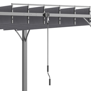 4 x 3(m) Outdoor Louvered Pergola with Adjustable Roof, AluminIum Patio Gazebo Canopy with Ground Stakes for Patio, Lawn, Garden, Grey