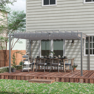4 x 3(m) Outdoor Louvered Pergola with Adjustable Roof, AluminIum Patio Gazebo Canopy with Ground Stakes for Patio, Lawn, Garden, Grey