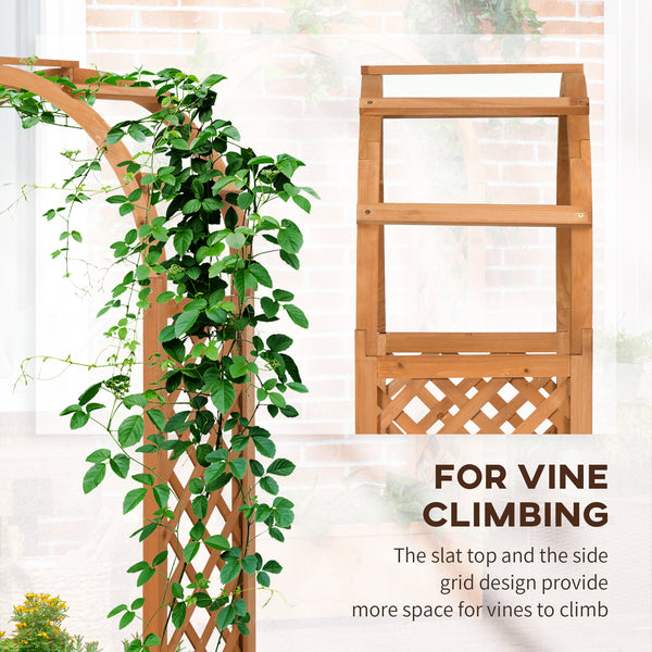 Raised Garden Bed with Arch Trellis, Freestanding Garden Planter Box, Outdoor Planter Container for Vine Climbing Plant Flower Herb, Brown