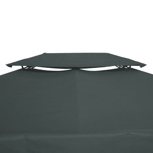 13.1' x 9.8' Gazebo Replacement Canopy 2 Tier Top UV Cover Pavilion Garden Patio Outdoor, Grey (TOP ONLY)