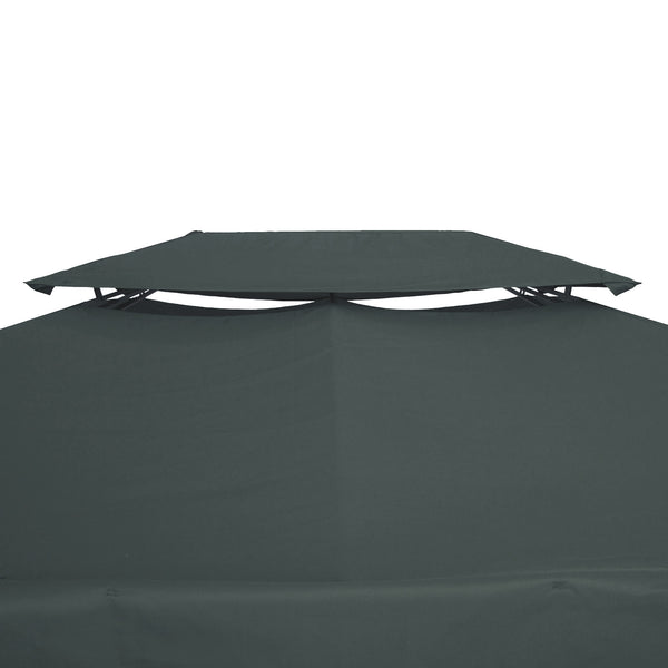 13.1' x 9.8' Gazebo Replacement Canopy 2 Tier Top UV Cover Pavilion Garden Patio Outdoor, Grey (TOP ONLY)
