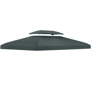 13.1' x 9.8' Gazebo Replacement Canopy 2 Tier Top UV Cover Pavilion Garden Patio Outdoor, Grey (TOP ONLY)