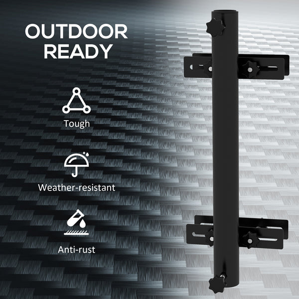 Patio Umbrella Holder with Adjustable Clamps, Umbrella Deck Mount Bracket for Railing, Balcony, Fences, Patio Umbrella Stand for Market Umbrella and Offset Umbrella, Black