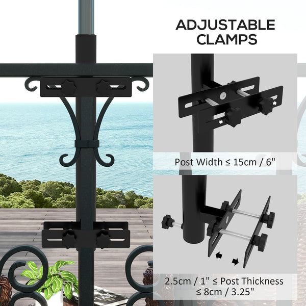 Patio Umbrella Holder with Adjustable Clamps, Umbrella Deck Mount Bracket for Railing, Balcony, Fences, Patio Umbrella Stand for Market Umbrella and Offset Umbrella, Black