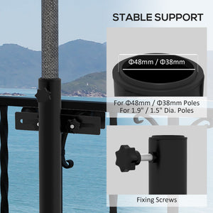 Patio Umbrella Holder with Adjustable Clamps, Umbrella Deck Mount Bracket for Railing, Balcony, Fences, Patio Umbrella Stand for Market Umbrella and Offset Umbrella, Black