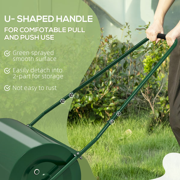 63 L Heavy Duty Water Or Sand Filled Φ30cm Garden Steel Lawn Roller Drum - Dark Green