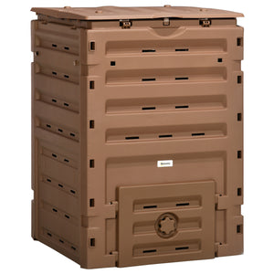 Compost Bin, 120 Gallon (450L) Garden Composter with 80 Vents and 2 Sliding Doors, Lightweight & Sturdy, Fast Creation of Fertile Soil, Brown
