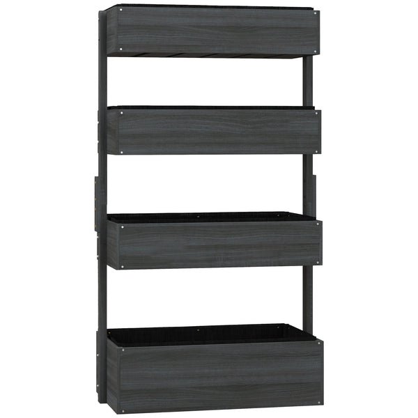 80cm x 45cm x 142cm 4-Tier Raised Garden Bed, Fir Wood Vertical Planter Box, Freestanding Elevated Plant Stand for Indoor Outdoor Use, Grey