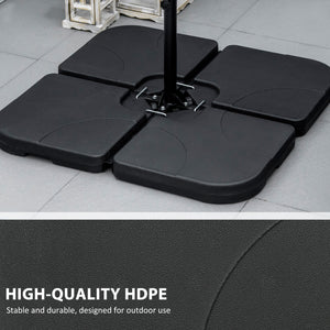Set of 4 Parasol Base Weights for Banana Hanging Cantilever Umbrella, Water and Sand Filled Umbrella Base Stand, Up to 172lbs., Black