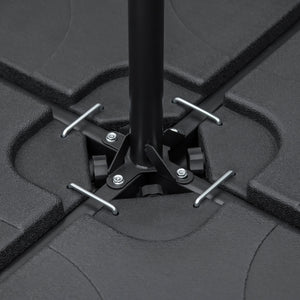 Set of 4 Parasol Base Weights for Banana Hanging Cantilever Umbrella, Water and Sand Filled Umbrella Base Stand, Up to 172lbs., Black
