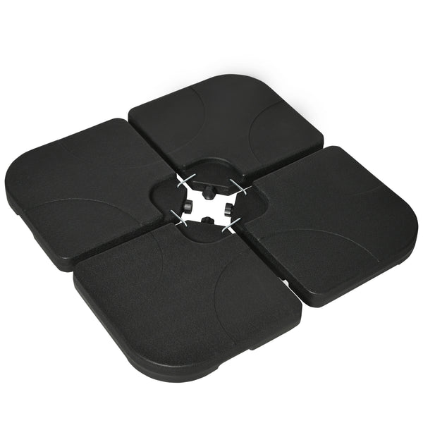 Set of 4 Parasol Base Weights for Banana Hanging Cantilever Umbrella, Water and Sand Filled Umbrella Base Stand, Up to 172lbs., Black