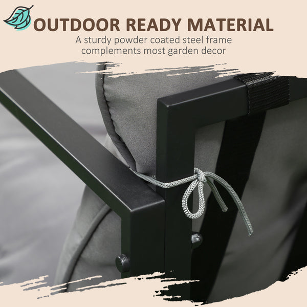 4 Piece Patio Furniture Set, Outdoor Conversation Set with Tempered Glass Table, Sofa, 2 Chairs and Cushions, Grey