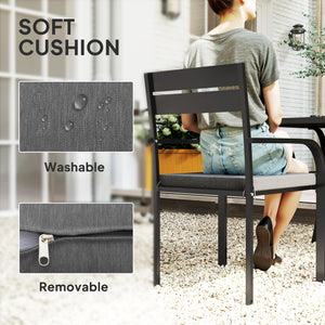 2 Pcs Aluminum Outdoor Dining Chairs, Patio Stackable Chairs with Soft Cushion, for Deck, Garden, Balcony, Poolside, Grey