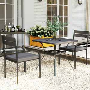 2 Pcs Aluminum Outdoor Dining Chairs, Patio Stackable Chairs with Soft Cushion, for Deck, Garden, Balcony, Poolside, Grey