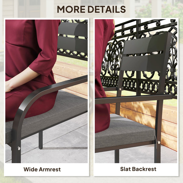 2 Pcs Aluminum Outdoor Dining Chairs, Patio Stackable Chairs with Soft Cushion, for Deck, Garden, Balcony, Poolside, Grey