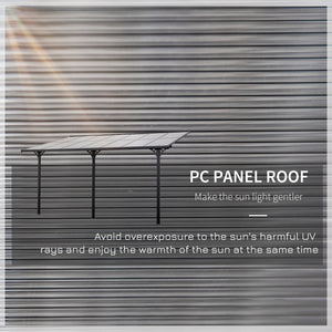 14' x 10' Outdoor Lean to Hardtop Pergola with Polycarbonate Roof, Wall Mounted Gazebo with Adjustable Height, Aluminum Frame, and UV Protection, Grey
