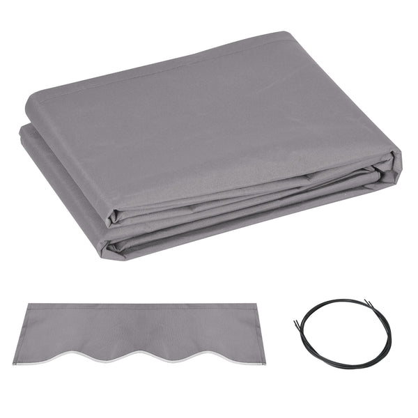 11' x 10' Retractable Awning Fabric Replacement Outdoor Sunshade Canopy Awning Cover, UV Protection, Light Grey