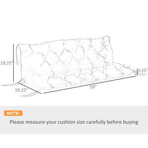Porch Swing Cushion Garden Bench Cushion with Backrest, Non-Slip 3-Seater Thick Pad, Swing Chair Mat Replacement for Indoor and Outdoor, 59.1" x 38.6", Black