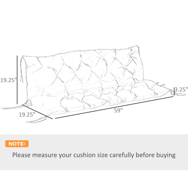 Porch Swing Cushion Garden Bench Cushion with Backrest, Non-Slip 3-Seater Thick Pad, Swing Chair Mat Replacement for Indoor and Outdoor, 59.1" x 38.6", Black