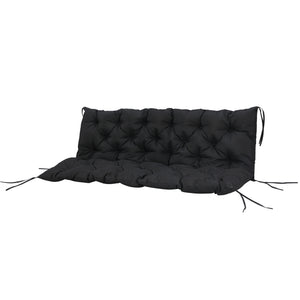 Porch Swing Cushion Garden Bench Cushion with Backrest, Non-Slip 3-Seater Thick Pad, Swing Chair Mat Replacement for Indoor and Outdoor, 59.1" x 38.6", Black