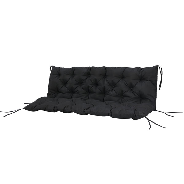 Porch Swing Cushion Garden Bench Cushion with Backrest, Non-Slip 3-Seater Thick Pad, Swing Chair Mat Replacement for Indoor and Outdoor, 59.1" x 38.6", Black