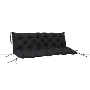 Porch Swing Cushion Garden Bench Cushion with Backrest, Non-Slip 3-Seater Thick Pad, Swing Chair Mat Replacement for Indoor and Outdoor, 59.1" x 38.6", Black