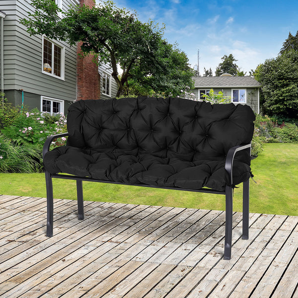 Porch Swing Cushion Garden Bench Cushion with Backrest, Non-Slip 3-Seater Thick Pad, Swing Chair Mat Replacement for Indoor and Outdoor, 59.1" x 38.6", Black