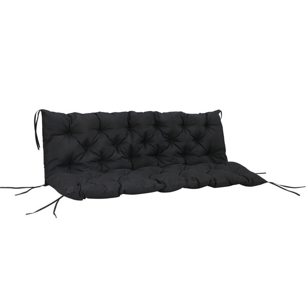 Porch Swing Cushion Garden Bench Cushion with Backrest, Non-Slip 3-Seater Thick Pad, Swing Chair Mat Replacement for Indoor and Outdoor, 59.1" x 38.6", Black
