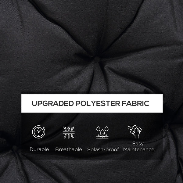 Porch Swing Cushion Garden Bench Cushion with Backrest, Non-Slip 3-Seater Thick Pad, Swing Chair Mat Replacement for Indoor and Outdoor, 59.1" x 38.6", Black