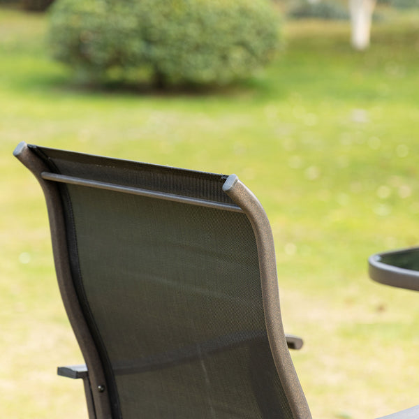 Outdoor Swivel Bar Stools Set of 2, 2 Piece Bar Height Patio Chairs with High Back, Curved Armrests and Steel Frame for Balcony, Poolside, Backyard, Black