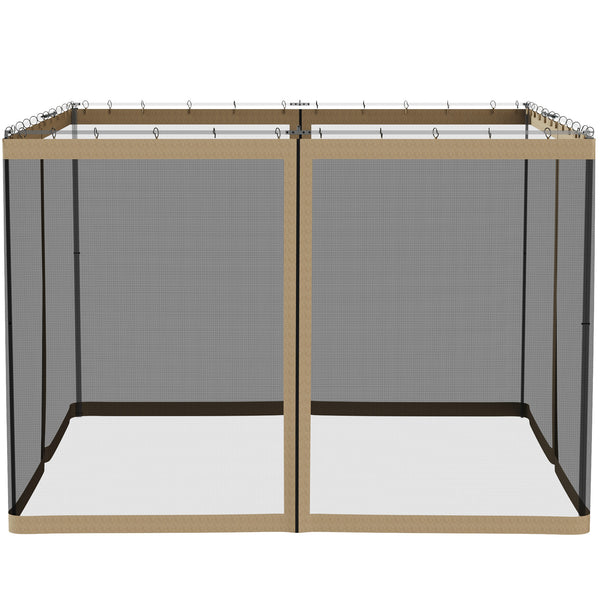 Replacement Mosquito Netting for Gazebo 10' x 10' Black Screen Walls for Canopy with Zippers for Parties and Outdoor Activities, Khaki