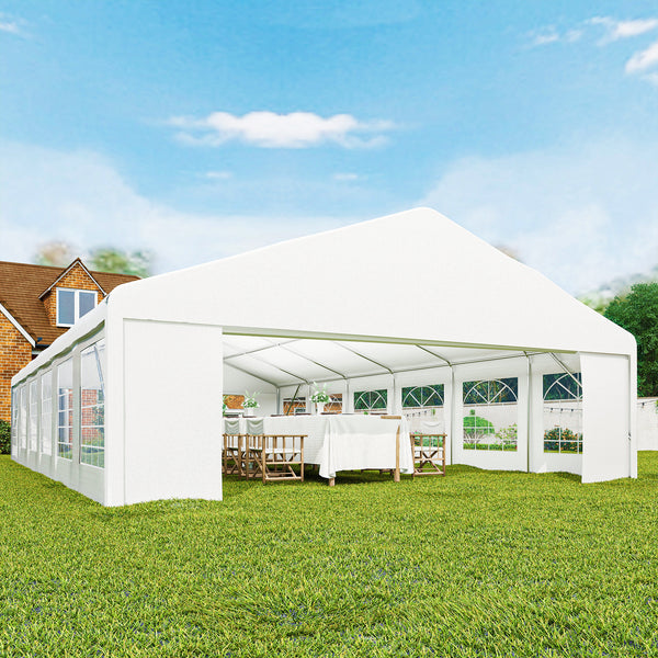 23 x 39 ft Heavy Duty Party Tent Outdoor Gazebo Wedding Tent Event Shelter Carport BBQ with Removable Sidewalls & Windows, Outside Waterproof Canopy for Parties, White