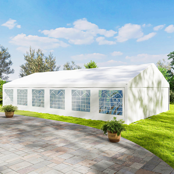 23 x 39 ft Heavy Duty Party Tent Outdoor Gazebo Wedding Tent Event Shelter Carport BBQ with Removable Sidewalls & Windows, Outside Waterproof Canopy for Parties, White