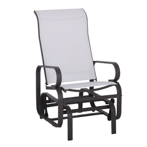 Patio Glider with Breathable Mesh Fabric, Outdoor Glider Chair, Garden Rocking Gliding Seat for Patio, Yard, Porch, Beige