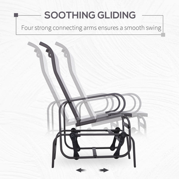 Patio Glider with Breathable Mesh Fabric, Outdoor Glider Chair, Garden Rocking Gliding Seat for Patio, Yard, Porch, Beige
