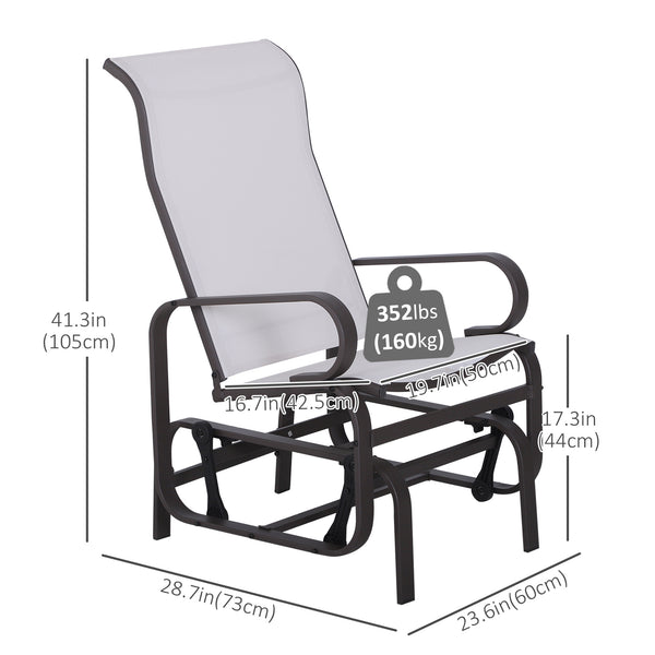 Patio Glider with Breathable Mesh Fabric, Outdoor Glider Chair, Garden Rocking Gliding Seat for Patio, Yard, Porch, Beige