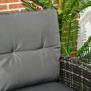 6 Piece Patio Furniture Set with Patio Chairs, Ottomans, Sofa, Glass Top Table and Cushions, Wicker Rattan Outdoor Furniture Set for Backyard, Porch, Grey