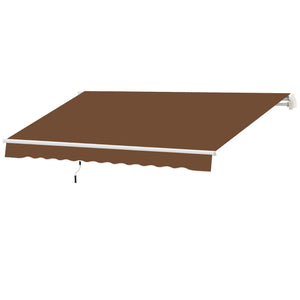 Outsunny 10' x 8' Retractable Awning, Patio Awnings, Sunshade Shelter w/ Manual Crank Handle, UV & Water-Resistant Fabric and Aluminum Frame for Deck, Balcony, Yard, Coffee