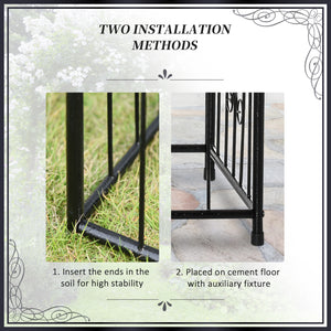 Metal Garden Arbor Arch with Double Doors, 2 Side Planter Baskets, Climbing Vine Frame, Black