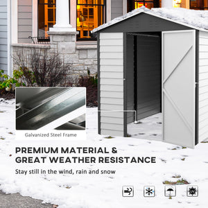 9 x 6FT Galvanised Metal Garden Shed, Outdoor Storage Shed with Sloped Roof, Lockable Door, Tool Storage Shed for Yard, Patio, Lawn, Dark Grey